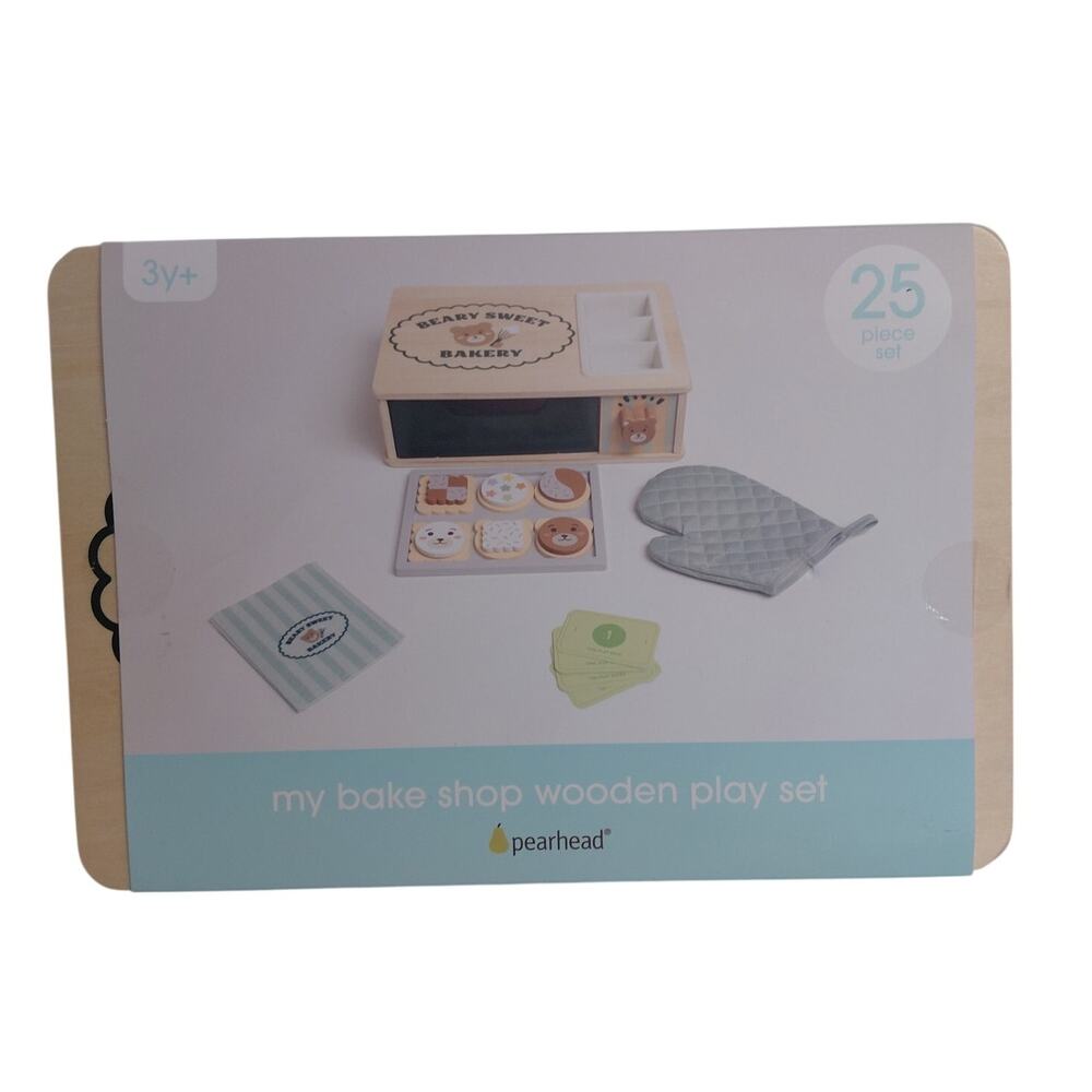 NEW Pearhead Wooden Bakery Montessori Pretend Play Toy Set NIB